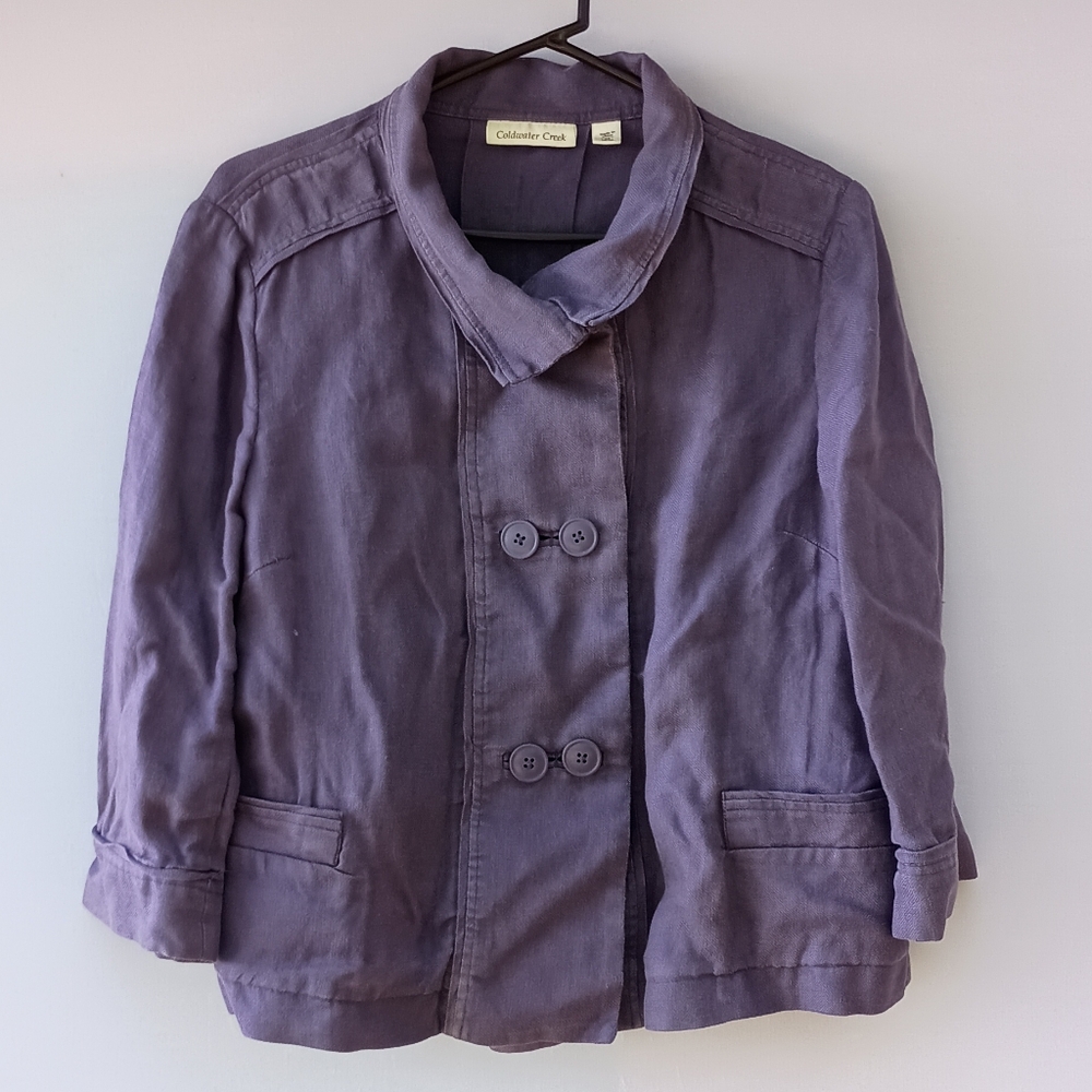 Coldwater Creek 100% linen purple blazer size M